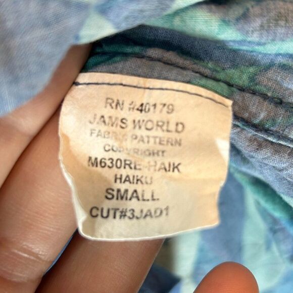 Jams World Mens Shirt Small blue small hawaiian tropical M630RE-HAIK Haiku - Picture 4 of 10